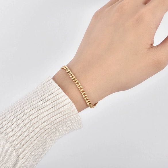 Copper Gold Plated Geometric Unisex Chain Bracelet With Electroplating