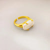 Copper Gold Plated Glam Cute Solid Color Inlay Solid Color Freshwater Pearl Open Rings