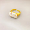 Copper Gold Plated Glam Cute Solid Color Inlay Solid Color Freshwater Pearl Open Rings