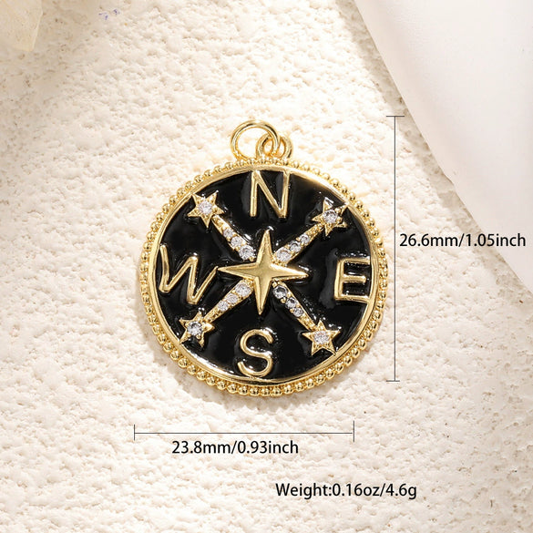 Copper Gold Plated Heart Shape Zircon Necklace Pendant With Moon Eye Cat Elephant Antler Hat Compass Diy Accessories