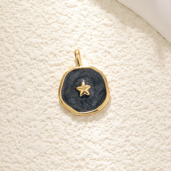 Copper Gold Plated Heart Shape Zircon Necklace Pendant With Moon Eye Cat Elephant Antler Hat Compass Diy Accessories
