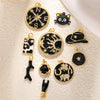 Copper Gold Plated Heart Shape Zircon Necklace Pendant With Moon Eye Cat Elephant Antler Hat Compass Diy Accessories