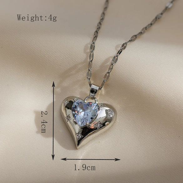 Copper Gold Plated Simple Style Classic Style Plating Inlay Heart Shape Zircon Pendant Necklace