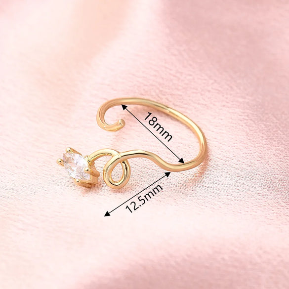 Copper Gold Plated Sun Heart Shape Zircon Adjustable Ring
