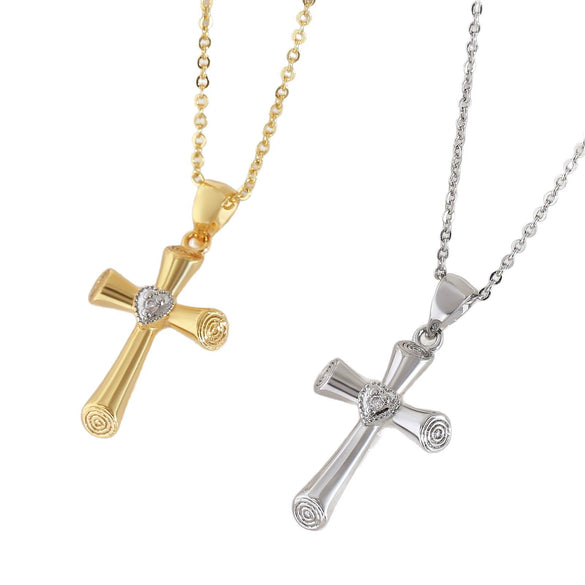 Copper Goldplated Cross Pendant Necklace Unisex Punk Hiphop Style