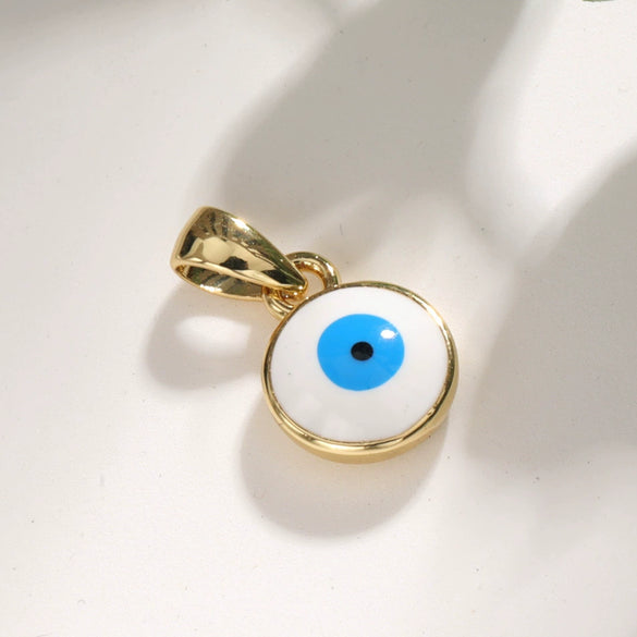 Copper Goldplated Devil's Eye Dripping Oil Totem Necklace Pendant Round Rectangular Tag Zircon Jewelry