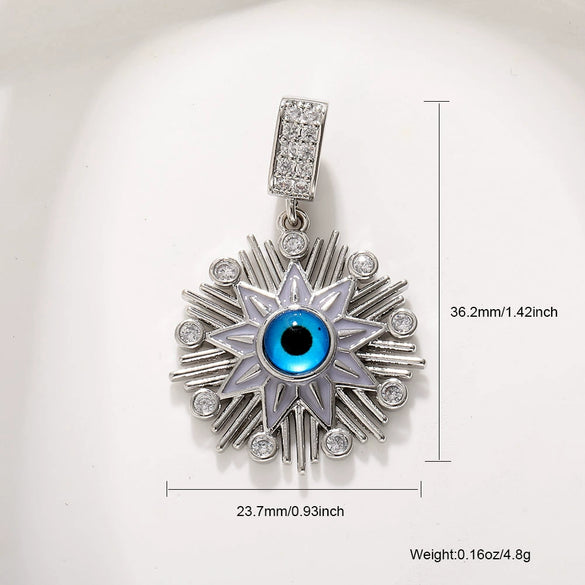 Copper Goldplated Devil's Eye Dripping Oil Totem Necklace Pendant Round Rectangular Tag Zircon Jewelry