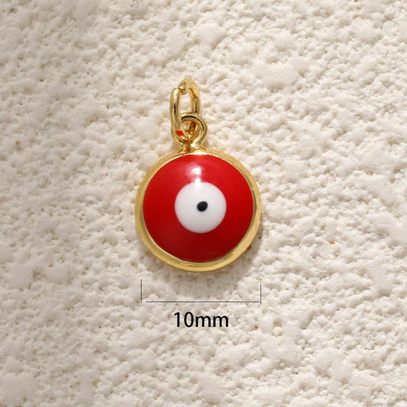 Copper Goldplated Devil's Eye Dripping Oil Totem Necklace Pendant Round Rectangular Tag Zircon Jewelry