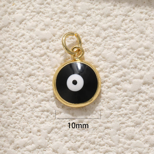 Copper Goldplated Devil's Eye Dripping Oil Totem Necklace Pendant Round Rectangular Tag Zircon Jewelry