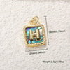 Copper Goldplated Elegant Rectangular Necklace Pendant With Letters Numbers Text Abalone Shell White Shell Cat's Eye Stone Inlaid With Pearls Zirconia Diy Decoration
