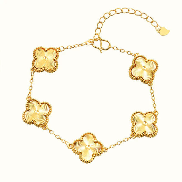 Copper Goldplated Fiveflower Clover Women's Bracelet