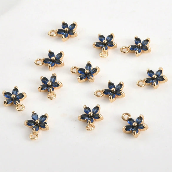 Copper Goldplated Fiveleaf Flower Zircon Pendant Jewelry Accessories Handmade With Electroplating