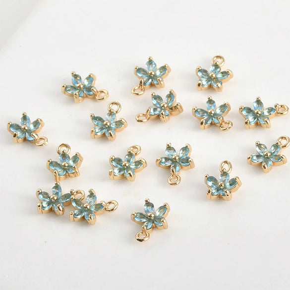 Copper Goldplated Fiveleaf Flower Zircon Pendant Jewelry Accessories Handmade With Electroplating