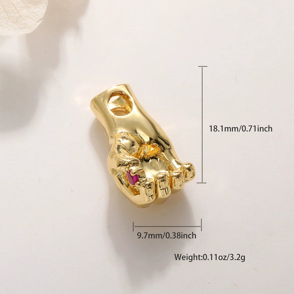 Copper Goldplated Handmade Jewelry Accessories With Heart Gesture Pendant Personality Style Genuine Gold Colorpreserving Treatment