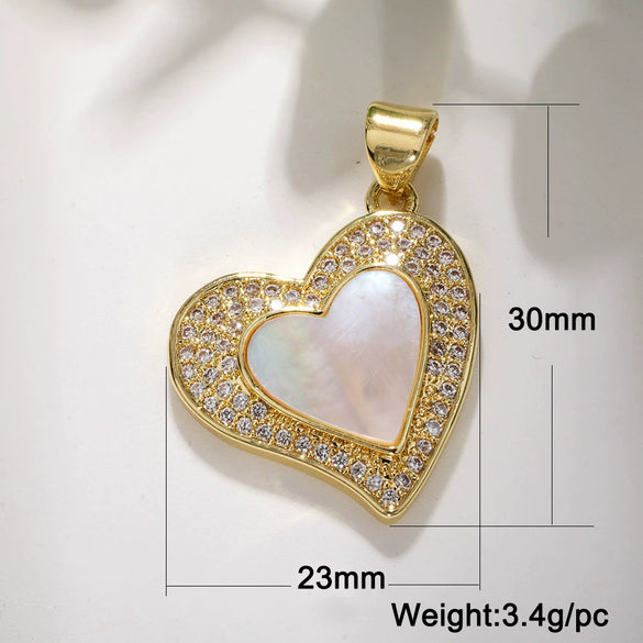 Copper Goldplated Heartshaped Pendant For Necklace And Bracelet Diy Accessories With Zirconia Inlay And Little Fragrance Style