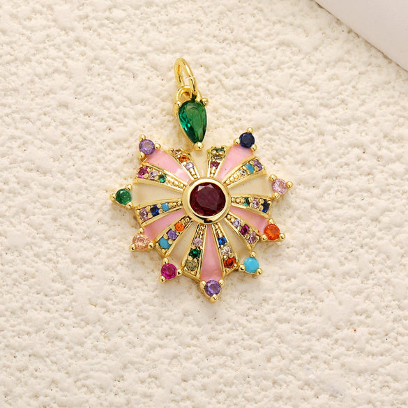 Copper Goldplated Heartshaped Pendant For Necklace And Bracelet Diy Accessories With Zirconia Inlay And Little Fragrance Style