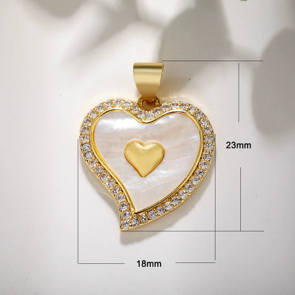 Copper Goldplated Heartshaped Pendant For Necklace And Bracelet Diy Accessories With Zirconia Inlay And Little Fragrance Style