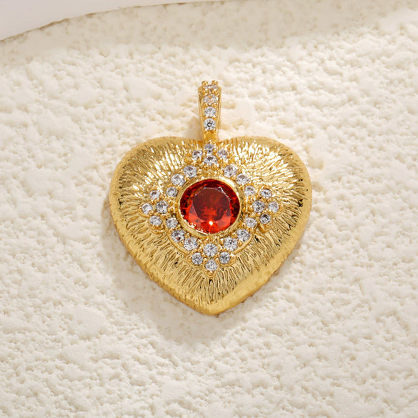 Copper Goldplated Heartshaped Pendant For Necklace And Bracelet Diy Accessories With Zirconia Inlay And Little Fragrance Style