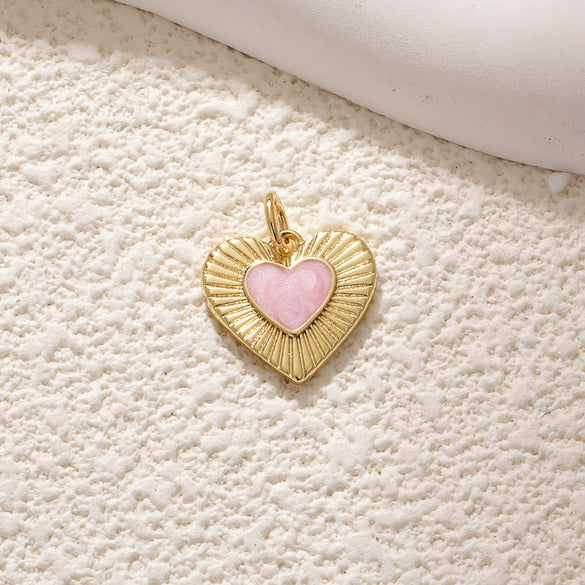 Copper Goldplated Heartshaped Pendant For Necklace And Bracelet Diy Accessories With Zirconia Inlay And Little Fragrance Style