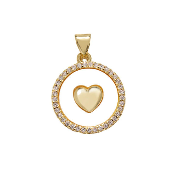 Copper Goldplated Heartshaped Pendant For Necklace And Bracelet Diy Accessories With Zirconia Inlay And Little Fragrance Style