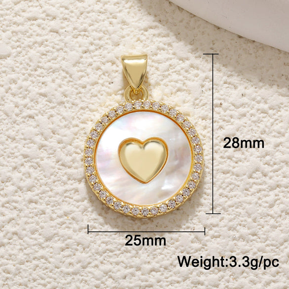 Copper Goldplated Heartshaped Pendant For Necklace And Bracelet Diy Accessories With Zirconia Inlay And Little Fragrance Style