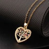 Copper Goldplated Heartshaped Tree Of Life Necklace Pendant For Women With Electroplating Treatment