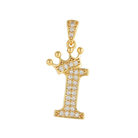 Copper Goldplated Inlaid Zircon Crown Pendant Accessories Handmade Necklace Bracelet