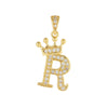 Copper Goldplated Inlaid Zircon Crown Pendant Accessories Handmade Necklace Bracelet