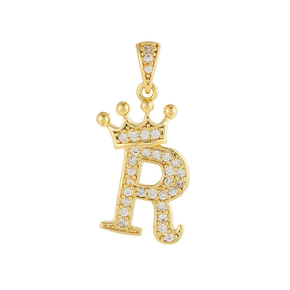 Copper Goldplated Inlaid Zircon Crown Pendant Accessories Handmade Necklace Bracelet