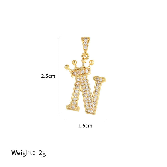 Copper Goldplated Inlaid Zircon Crown Pendant Accessories Handmade Necklace Bracelet