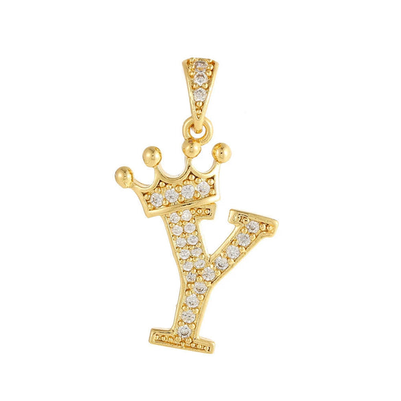 Copper Goldplated Inlaid Zircon Crown Pendant Accessories Handmade Necklace Bracelet