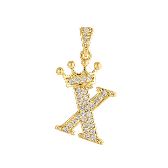 Copper Goldplated Inlaid Zircon Crown Pendant Accessories Handmade Necklace Bracelet