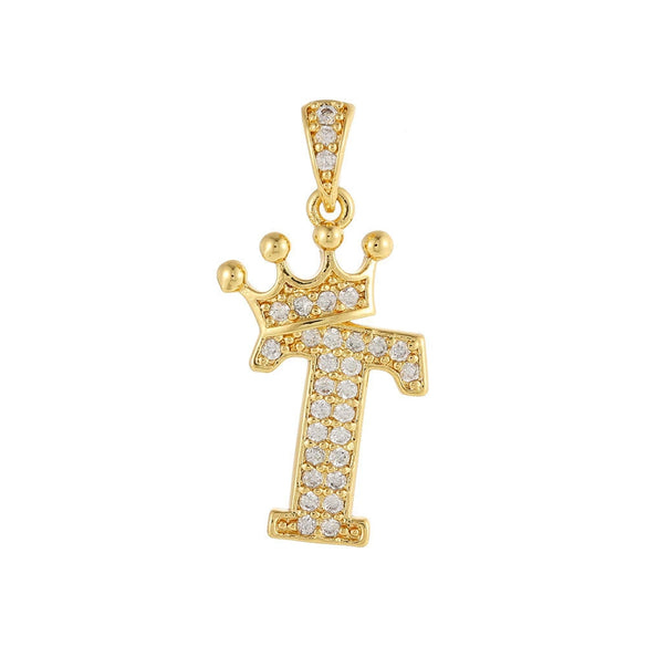 Copper Goldplated Inlaid Zircon Crown Pendant Accessories Handmade Necklace Bracelet