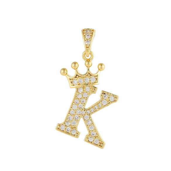 Copper Goldplated Inlaid Zircon Crown Pendant Accessories Handmade Necklace Bracelet