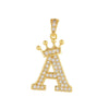 Copper Goldplated Inlaid Zircon Crown Pendant Accessories Handmade Necklace Bracelet