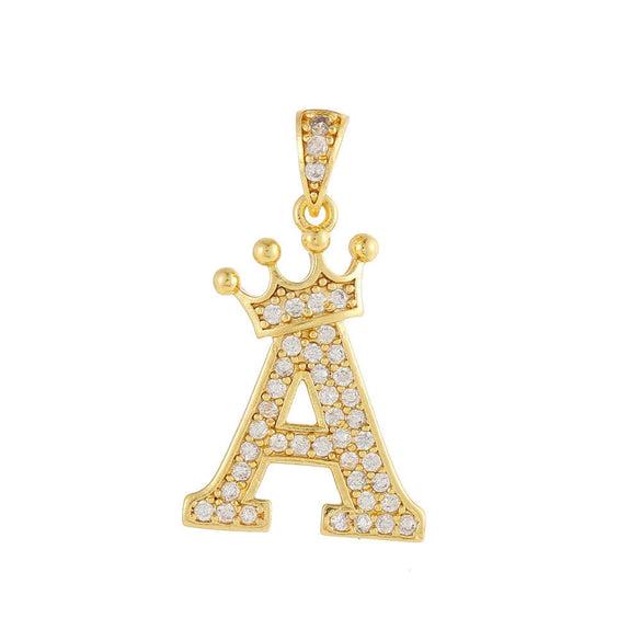 Copper Goldplated Inlaid Zircon Crown Pendant Accessories Handmade Necklace Bracelet