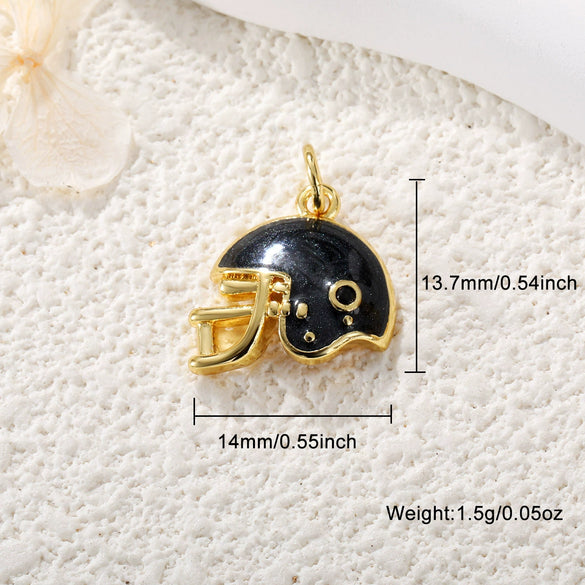 Copper Goldplated Jewelry Pendant With Scissors Rugby Helmet And Ancient Silver Shield Shapes Electroplated