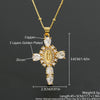 Copper Goldplated Micro Inlaid Zircon Cross Pendant Necklace Geometric Style