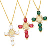 Copper Goldplated Micro Inlaid Zircon Cross Pendant Necklace Geometric Style