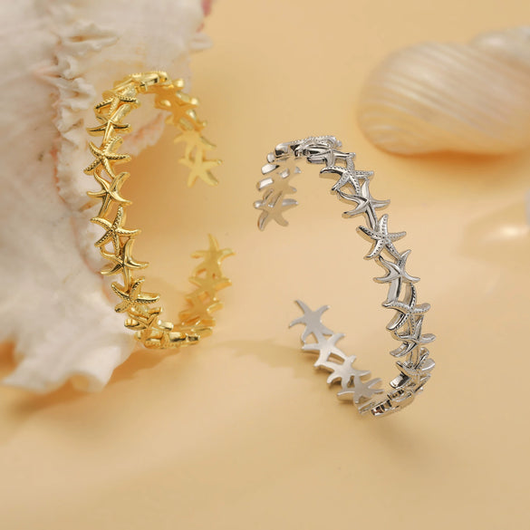 Copper Goldplated Starshaped Fivepointed Star Bracelet Electroplated Simple Animal Style