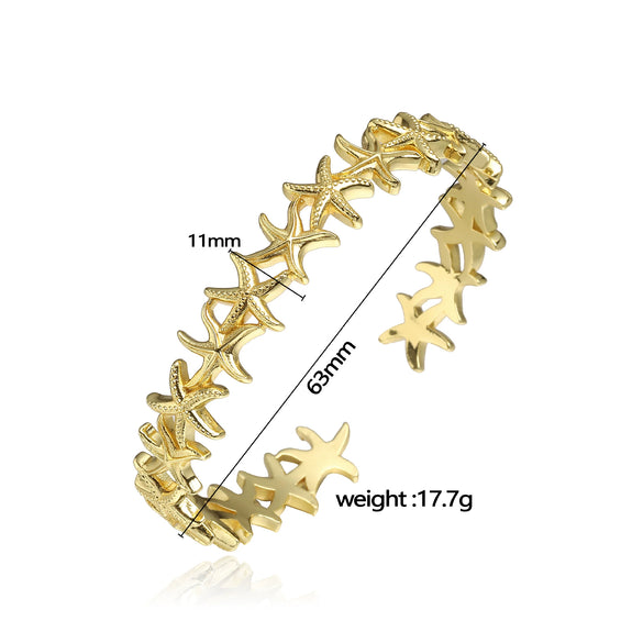 Copper Goldplated Starshaped Fivepointed Star Bracelet Electroplated Simple Animal Style