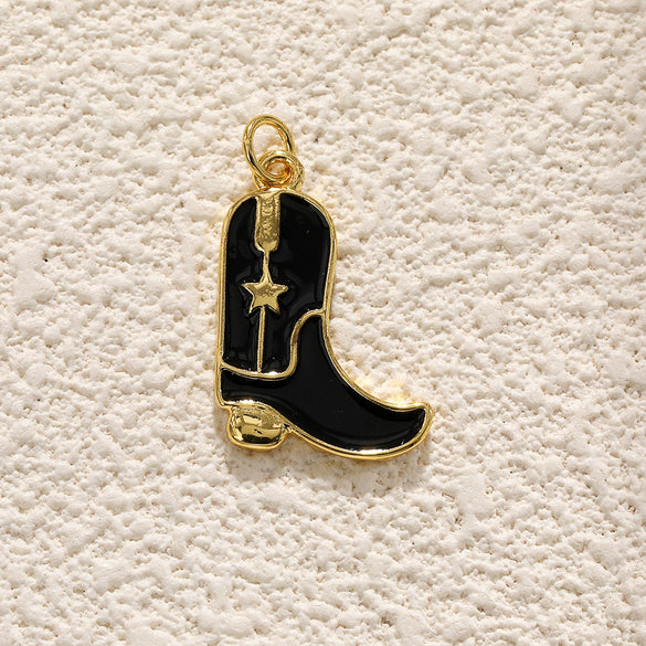Copper Hat Boots Pendant With Dripping Oil Design And Vacuum Plating In 18K Gold Color
