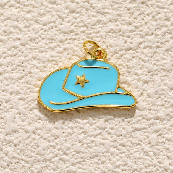 Copper Hat Boots Pendant With Dripping Oil Design And Vacuum Plating In 18K Gold Color
