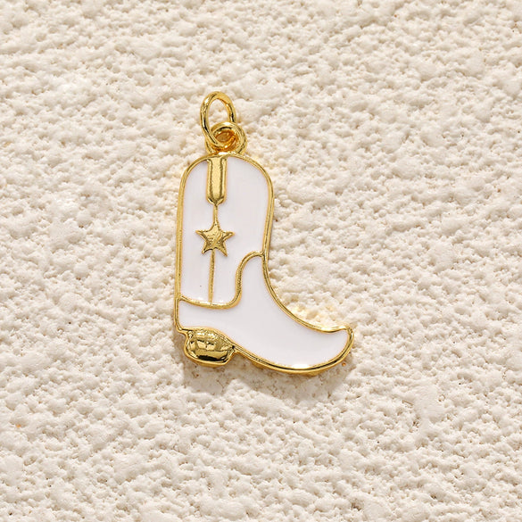 Copper Hat Boots Pendant With Dripping Oil Design And Vacuum Plating In 18K Gold Color