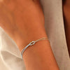 Copper Heart Knot Snake Chain Bracelet Electroplated Love Knot Couple Bracelet With Round Snake Bone Style For Unisex Wear