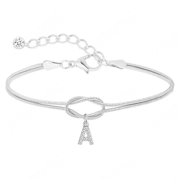 Copper Heart Knot Snake Chain Bracelet Electroplated Love Knot Couple Bracelet With Round Snake Bone Style For Unisex Wear