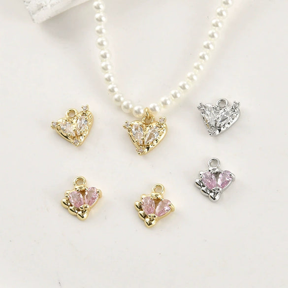 Copper Heart Pendant Electroplated Diy Handmade Jewelry Accessories