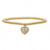 Copper Heart Pendant Geometric Pattern Micropaved Bracelet For Women