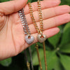 Copper Heart Pendant Necklace With Micro Paved Zircon And Gold Plated Water Wave Chain Classic Fashion Clavicle Necklace For Women