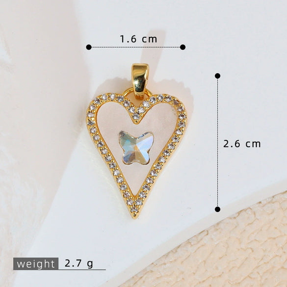 Copper Heart Shape Leopard Print Pendant Jewelry Accessories Plated With Gold